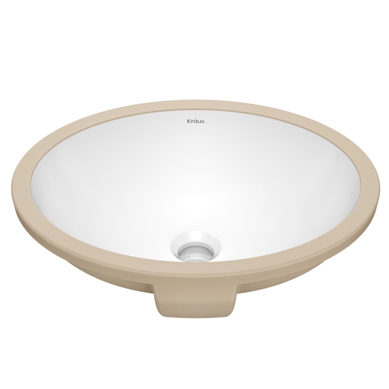 Elavo™ 16 3/4" Oval Porcelain Ceramic Undermount Bathroom Sink in White with Overflow Drain