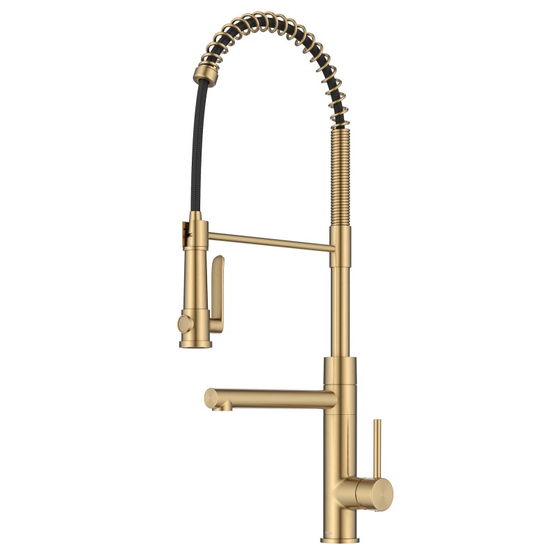 Artec Pro™ Commercial Style 2-Function Single Handle Pull Down Kitchen Faucet with Pot Filler in Spot-Free Brushed Brass