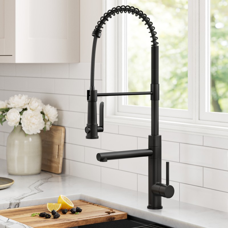 Artec Pro™ Commercial Style 2-Function Single Handle Pull Down Kitchen Faucet with Pot Filler in Matte Black