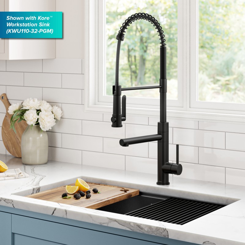 Artec Pro™ Commercial Style 2-Function Single Handle Pull Down Kitchen Faucet with Pot Filler in Matte Black