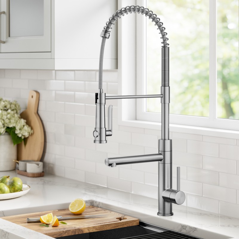 Artec Pro™ Commercial Style 2-Function Single Handle Pull Down Kitchen Faucet with Pot Filler in Spot-Free Stainless Steel