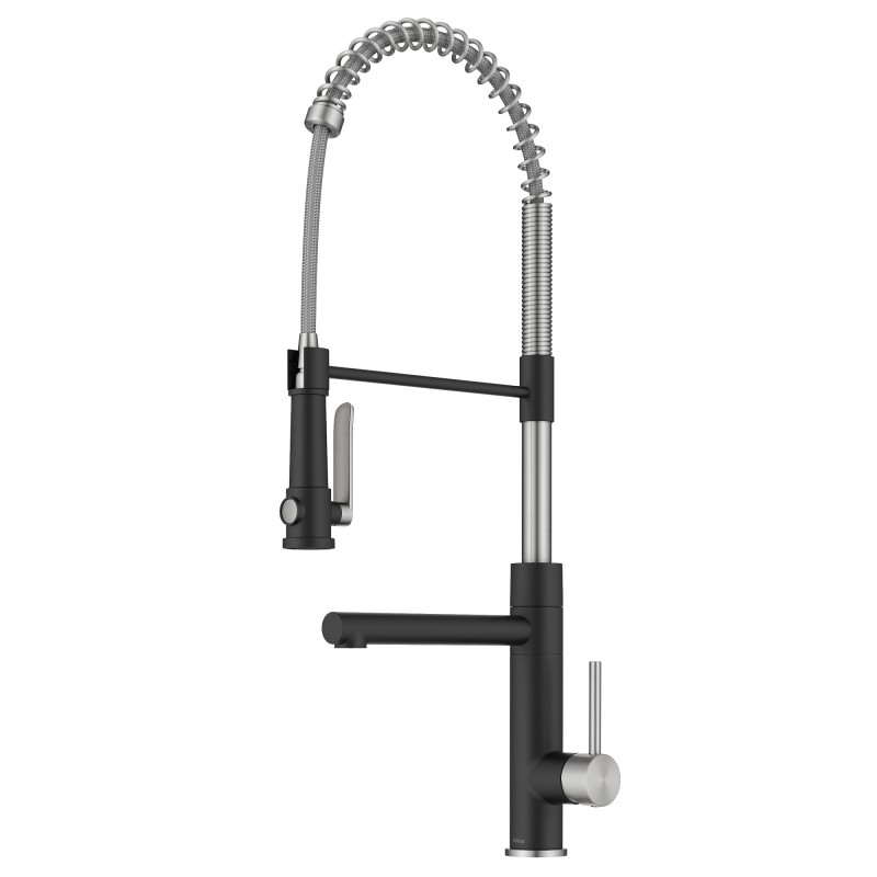 Artec Pro™ Commercial Style 2-Function Single Handle Pull Down Kitchen Faucet with Pot Filler in Spot-Free Stainless Steel / Matte Black