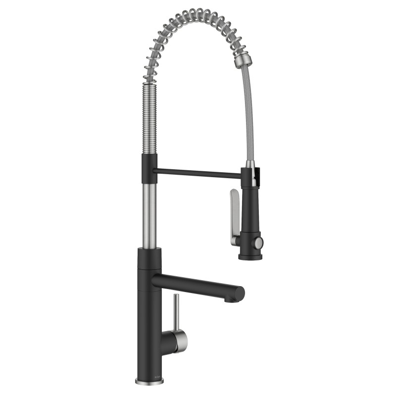 Artec Pro™ Commercial Style 2-Function Single Handle Pull Down Kitchen Faucet with Pot Filler in Spot-Free Stainless Steel / Matte Black