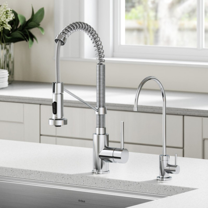 Bolden Commercial Style Pull-Down Kitchen Faucet and Water Filter Faucet Combo in Chrome