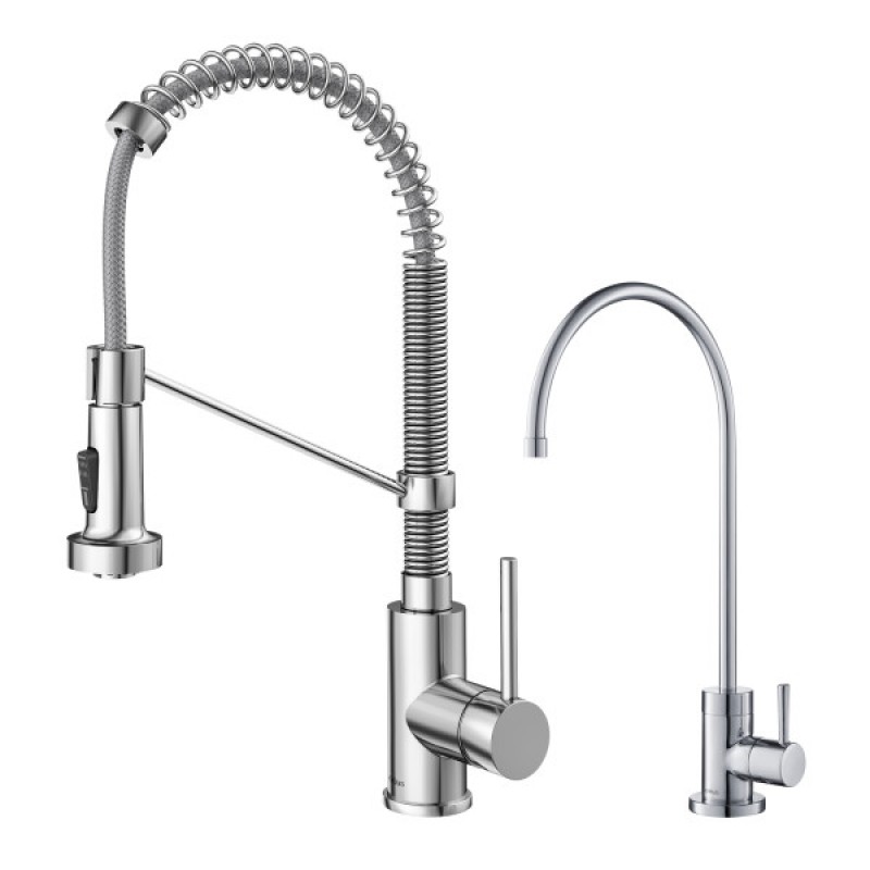 Bolden Commercial Style Pull-Down Kitchen Faucet and Water Filter Faucet Combo in Chrome