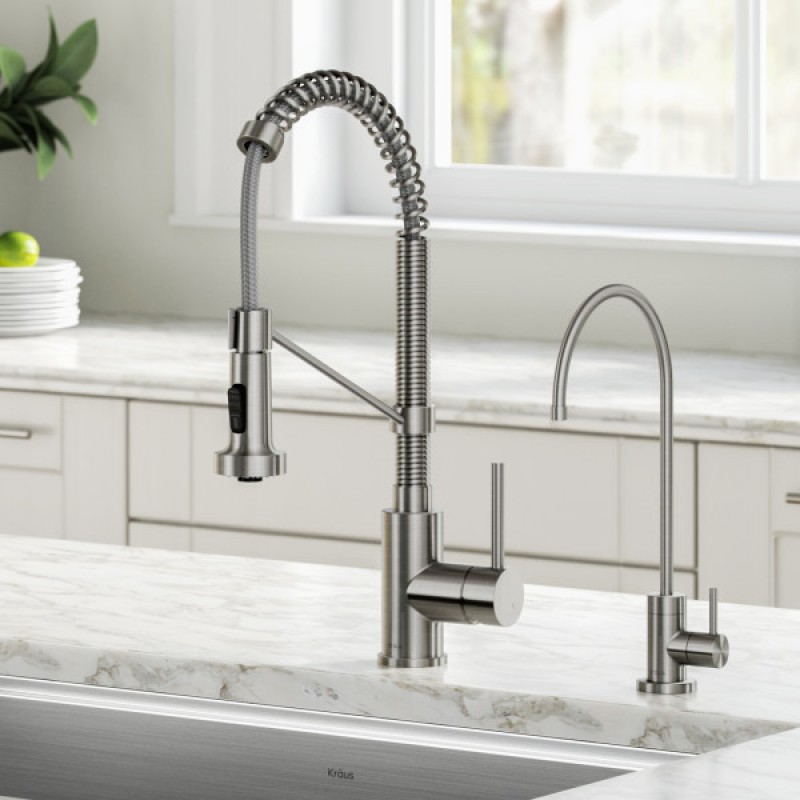 Bolden Commercial Style Pull-Down Kitchen Faucet and Water Filter Faucet Combo in Spot Free Stainless