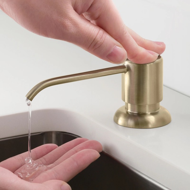 Kraus Bolden Commercial Style Pull-Down Single Handle 18" Kitchen Faucet in Spot Free Antique Champagne Bronze with Soap Dispenser