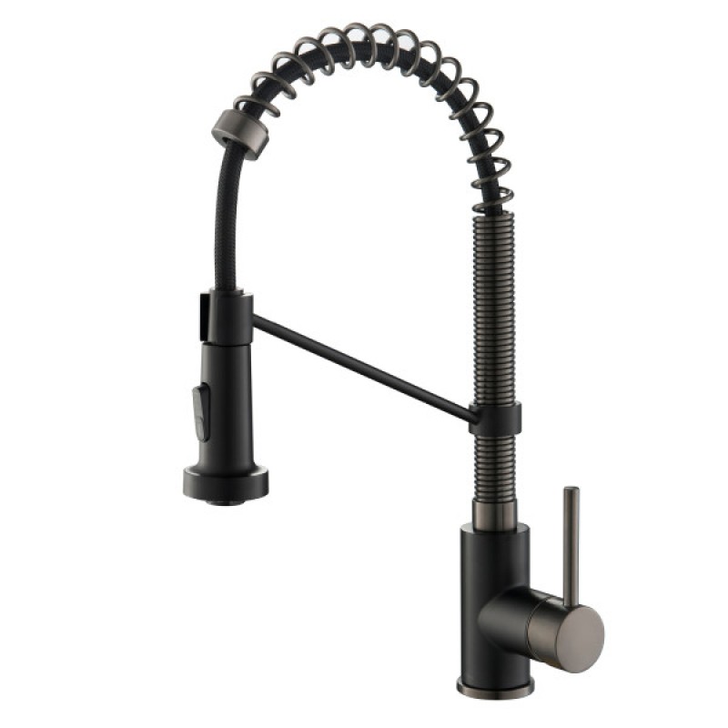 Bolden Commercial Style 2-Function Single Handle Pull Down Kitchen Faucet in Matte Black / Black Stainless