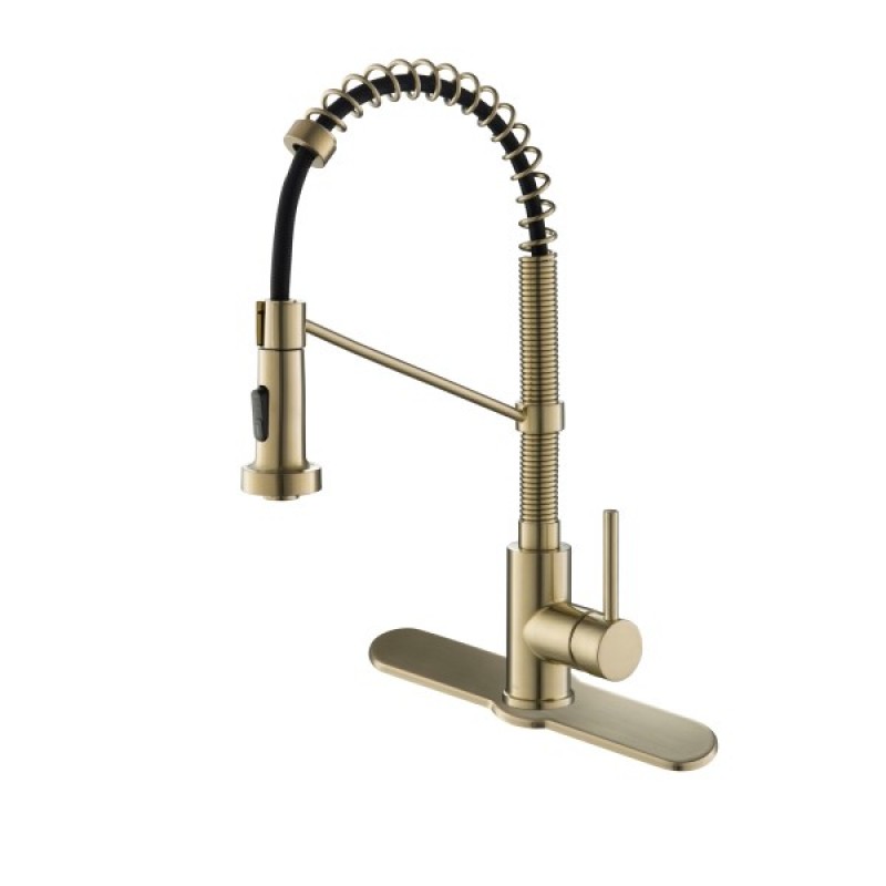 Bolden Commercial Style 2-Function Single Handle Pull Down Kitchen Faucet in Spot-Free Antique Champagne Bronze