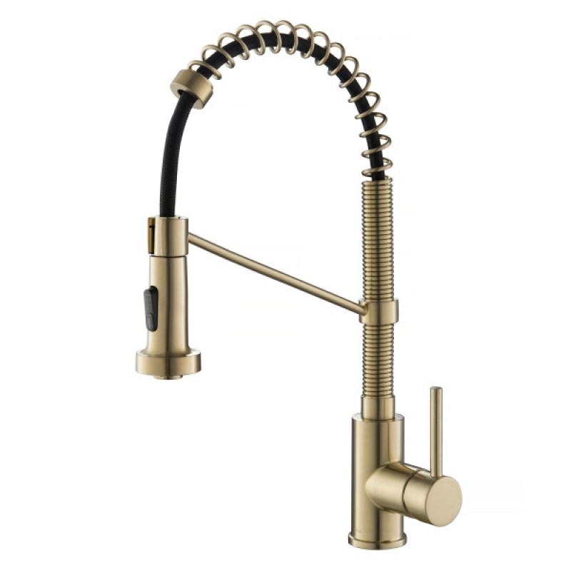 Bolden Commercial Style 2-Function Single Handle Pull Down Kitchen Faucet in Spot-Free Antique Champagne Bronze