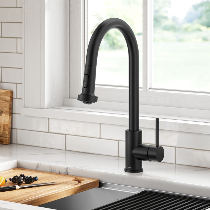 Bolden 2-Function Single Handle Pull Down Kitchen Faucet in Spot-Free Matte Black