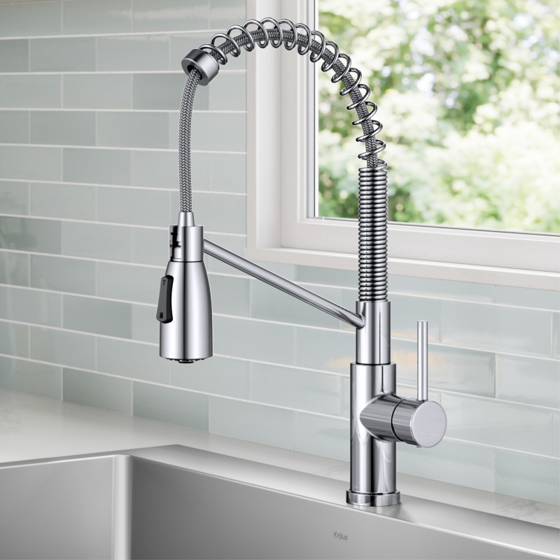 Coda™ Commercial Style 2-Function Single Handle Pull Down Kitchen Faucet in Chrome