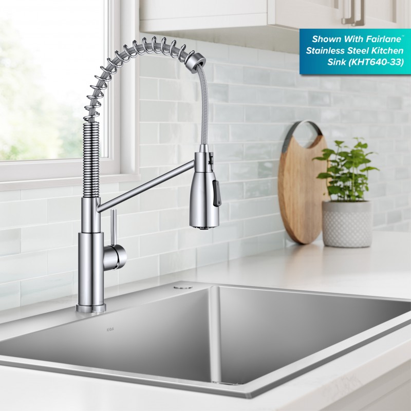 Coda™ Commercial Style 2-Function Single Handle Pull Down Kitchen Faucet in Chrome