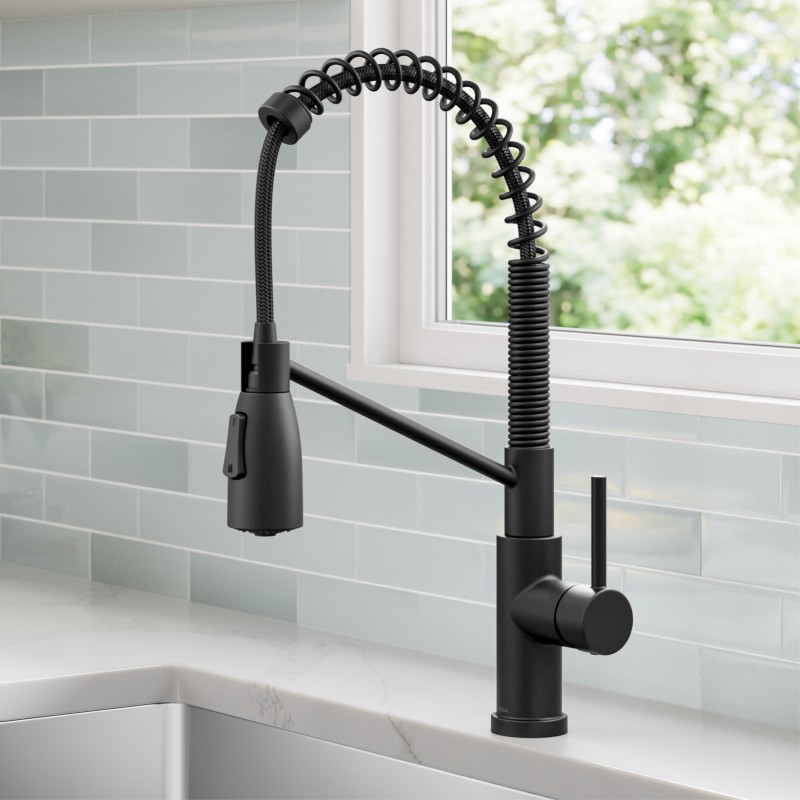 Coda™ Commercial Style 2-Function Single Handle Pull Down Kitchen Faucet in Matte Black