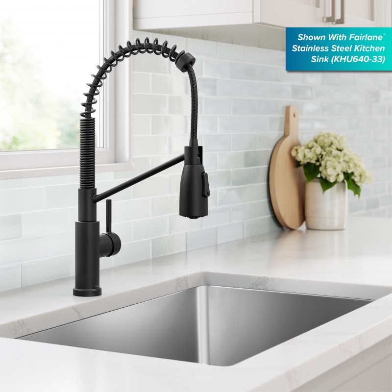 Coda™ Commercial Style 2-Function Single Handle Pull Down Kitchen Faucet in Matte Black