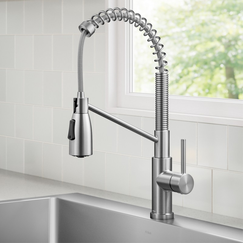 Coda™ Commercial Style 2-Function Single Handle Pull Down Kitchen Faucet in Spot-Free Stainless Steel