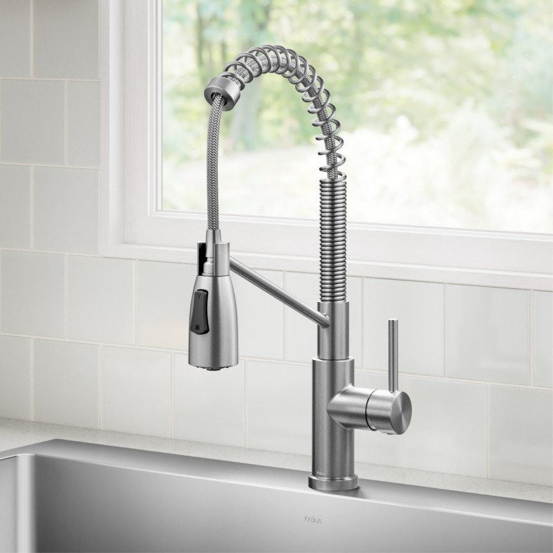 Coda™ Commercial Style 2-Function Single Handle Pull Down Kitchen Faucet in Spot-Free Stainless Steel