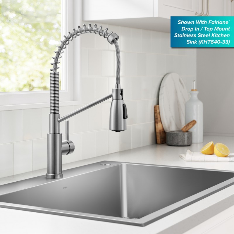 Coda™ Commercial Style 2-Function Single Handle Pull Down Kitchen Faucet in Spot-Free Stainless Steel