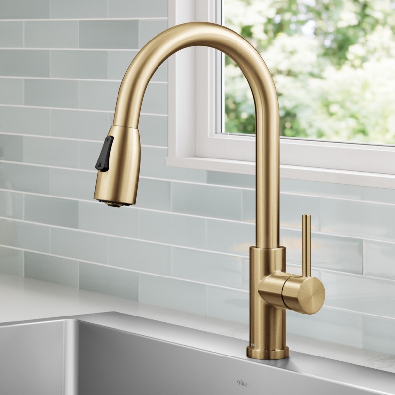 Coda™ 2-Function Single Handle Pull Down Kitchen Faucet in Spot-Free Brushed Brass