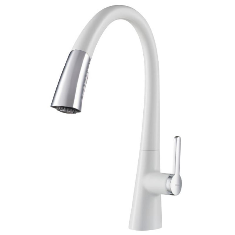 Nolen Single Handle Pull-Down Kitchen Faucet in Chrome/White