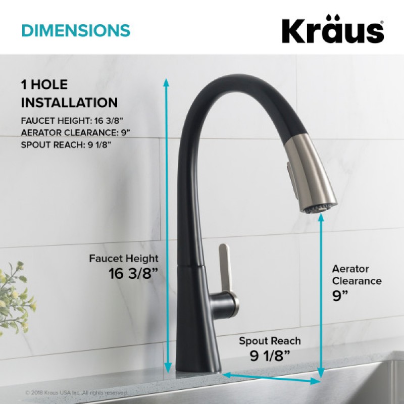 Nolen Single Handle Pull-Down Kitchen Faucet in Spot Free Stainless Steel/Matte Black