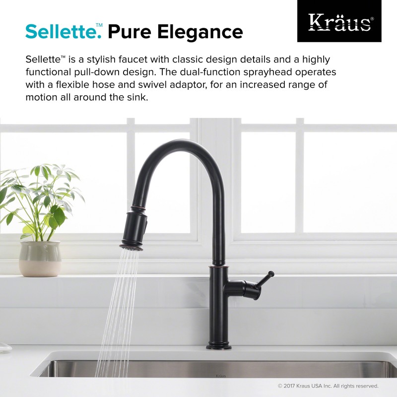 Sellette™ Single Handle Pull Down Kitchen Faucet and Deck Plate in Oil Rubbed Bronze Finish