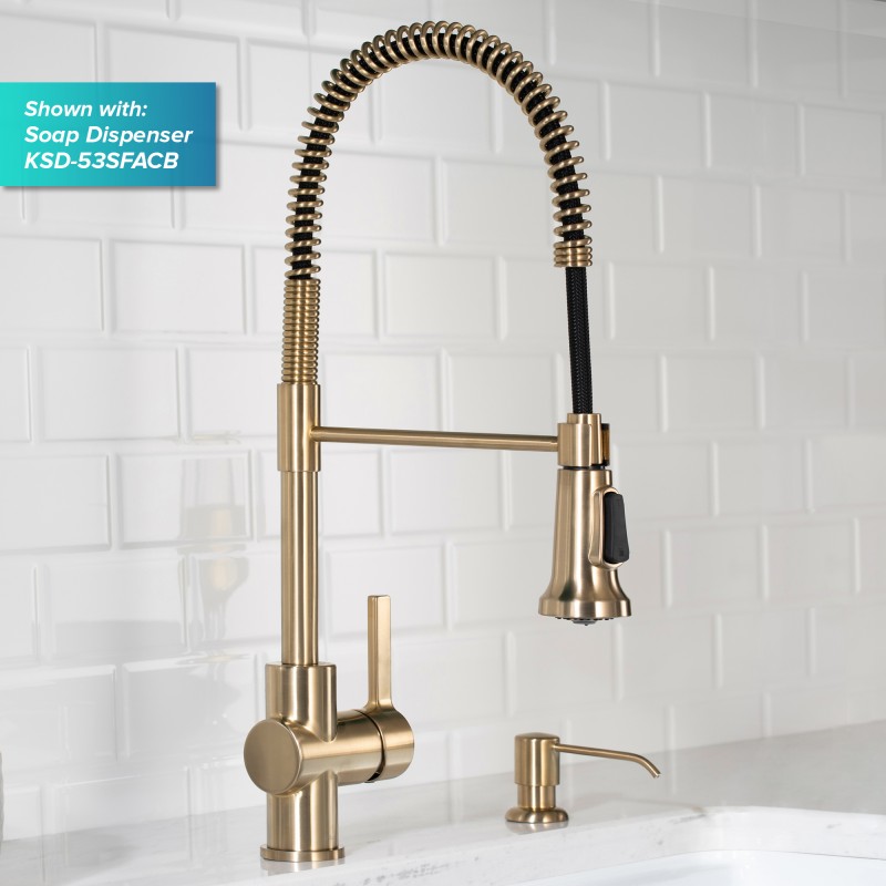 Britt™ Commercial Style Kitchen Faucet and Purita™ Water Filter Faucet Combo in Spot Free Antique Champagne Bronze
