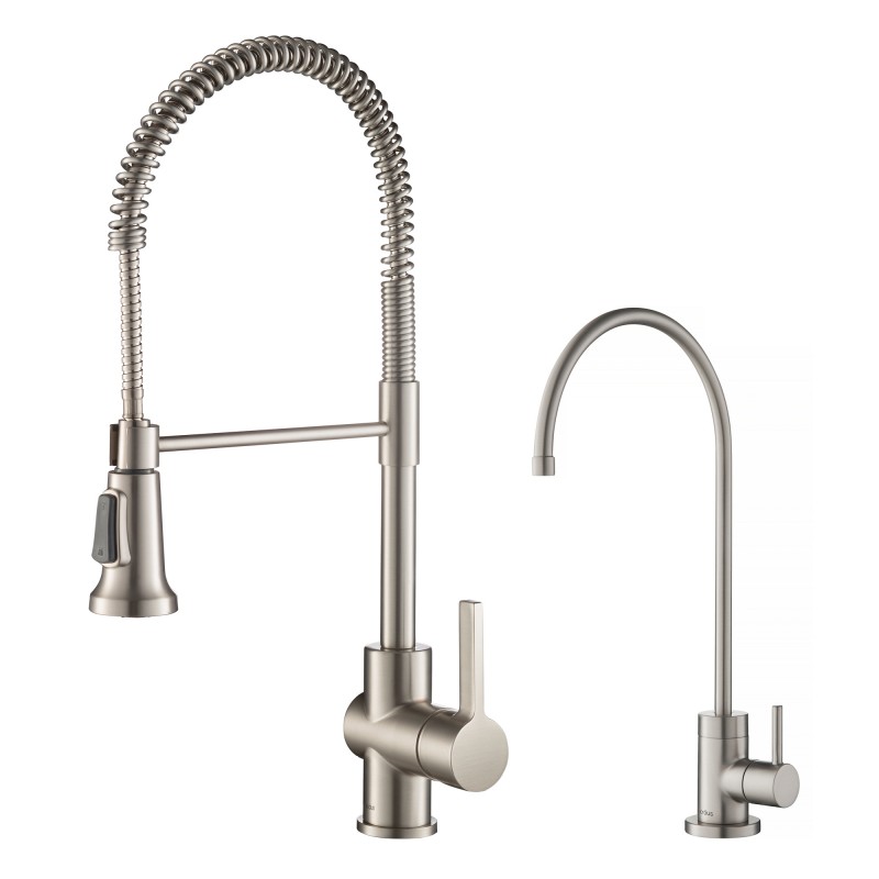 Britt™ Commercial Style Kitchen Faucet and Purita™ Water Filter Faucet Combo in Spot Free Stainless Steel