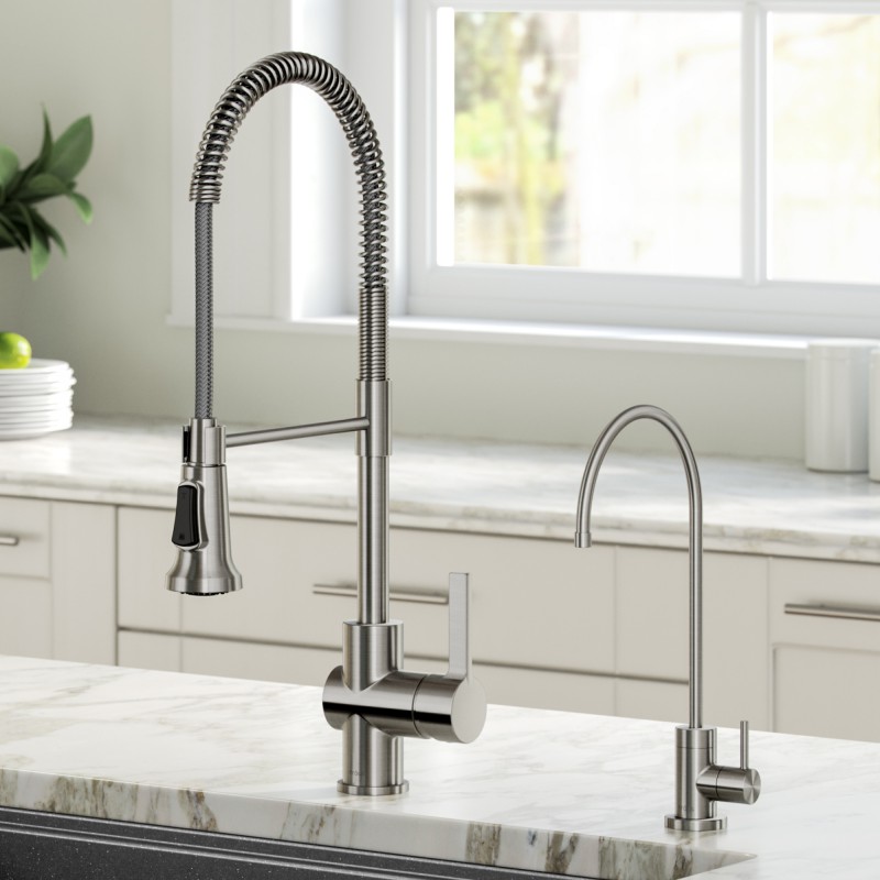 Britt™ Commercial Style Kitchen Faucet and Purita™ Water Filter Faucet Combo in Spot Free Stainless Steel