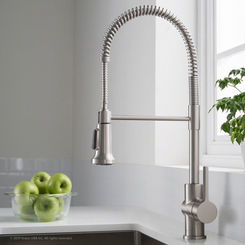 Britt™ Single Handle Commercial Kitchen Faucet with Deck Plate and Soap Dispenser in all-Brite™ Spot Free Stainless Steel Finish