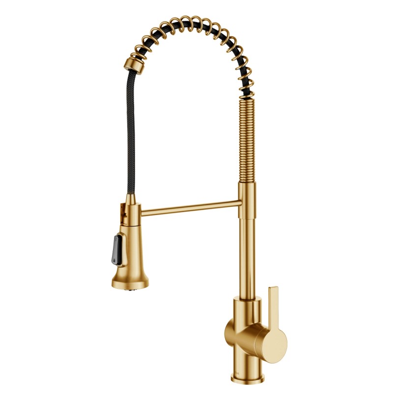 Britt™ Commercial Style Pull-Down Single Handle Kitchen Faucet in Brushed Brass