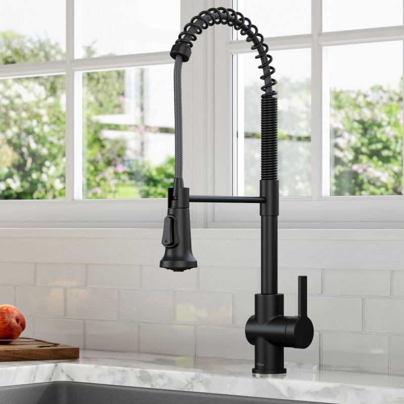 Britt™ Commercial Style Pull-Down Single Handle Kitchen Faucet in Matte Black