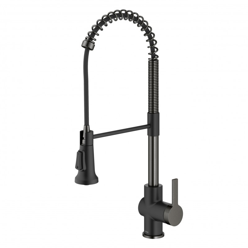 Britt™ Commercial Style Pull-Down Single Handle Kitchen Faucet in Matte Black / Spot Free Black Stainless Steel