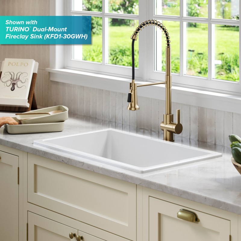 Britt™ Commercial Style Pull-Down Single Handle Kitchen Faucet in Spot Free Antique Champagne Bronze