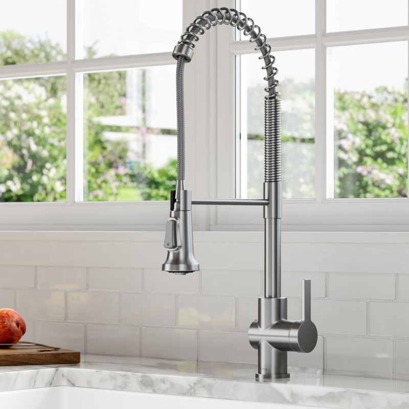 Britt™ Commercial Style Pull-Down Single Handle Kitchen Faucet in Spot Free Stainless Steel