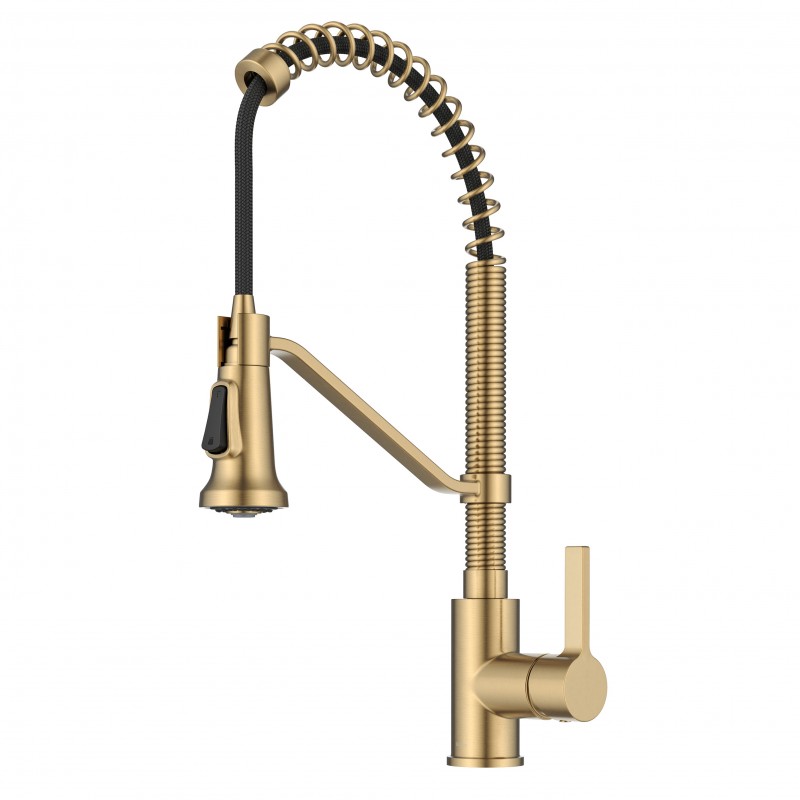 Britt™ Commercial Style 2-Function Single Handle Pull Down Kitchen Faucet in Spot-Free Brushed Brass