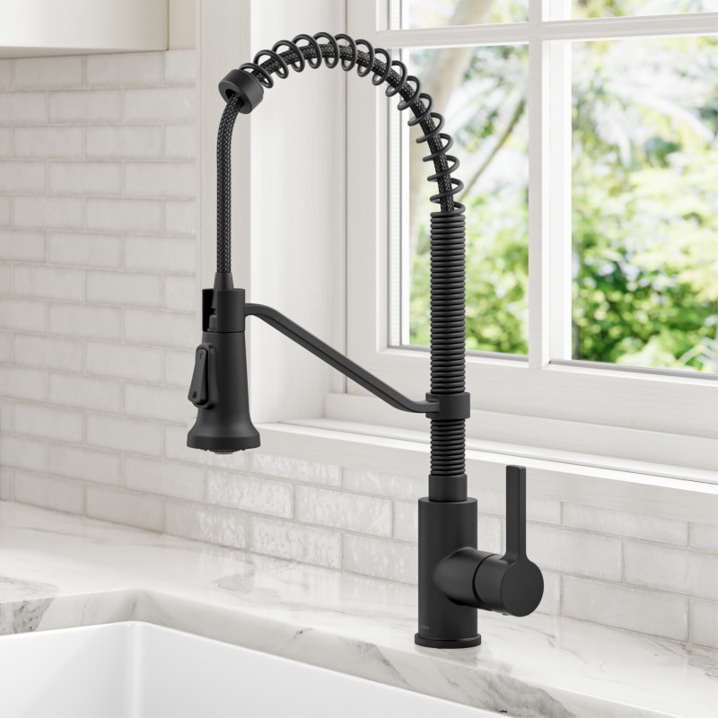 Britt™ Commercial Style 2-Function Single Handle Pull Down Kitchen Faucet in Matte Black