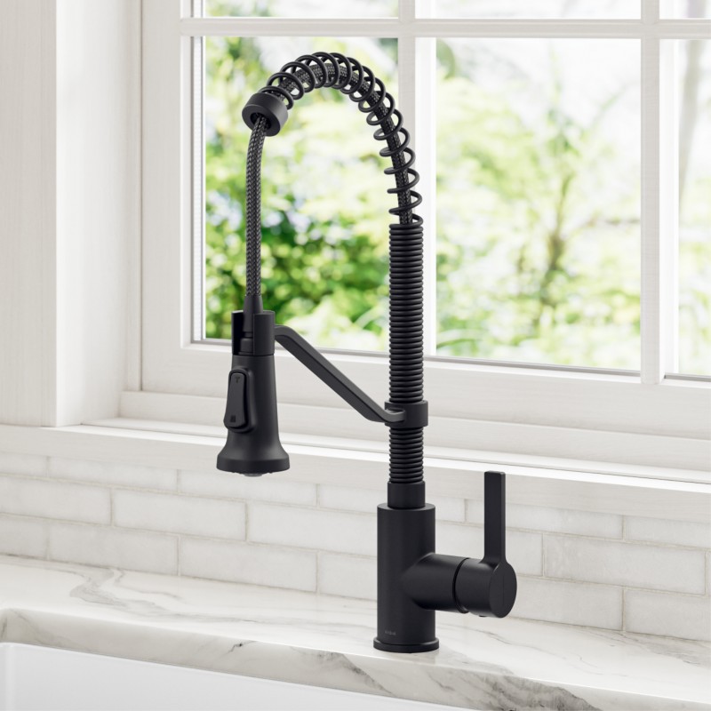 Britt™ Commercial Style 2-Function Single Handle Pull Down Kitchen Faucet in Matte Black