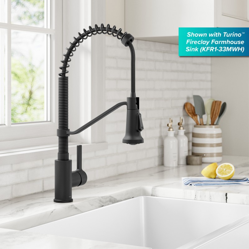 Britt™ Commercial Style 2-Function Single Handle Pull Down Kitchen Faucet in Matte Black