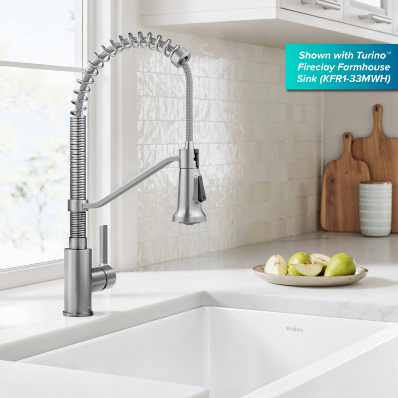 Britt™ Commercial Style 2-Function Single Handle Pull Down Kitchen Faucet in Spot-Free Stainless Steel