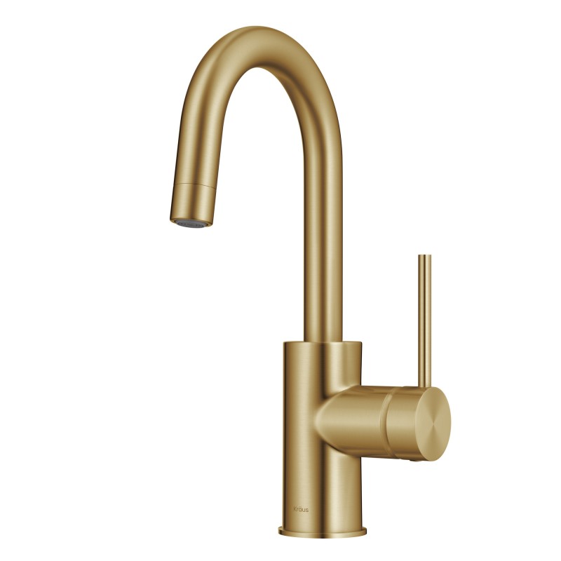 Oletto™ Single Handle Kitchen Bar Faucet with QuickDock Top Mount Installation Assembly in Brushed Brass