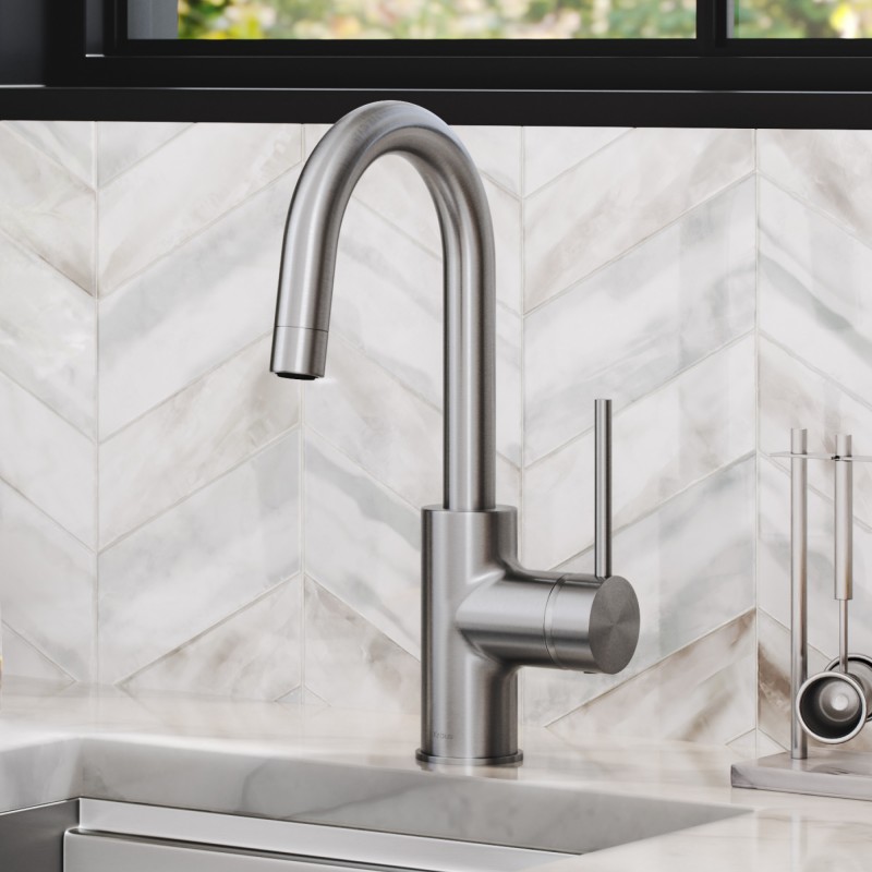 Oletto™ Single Handle Kitchen Bar Faucet in all-Brite™ Spot Free Stainless Steel Finish