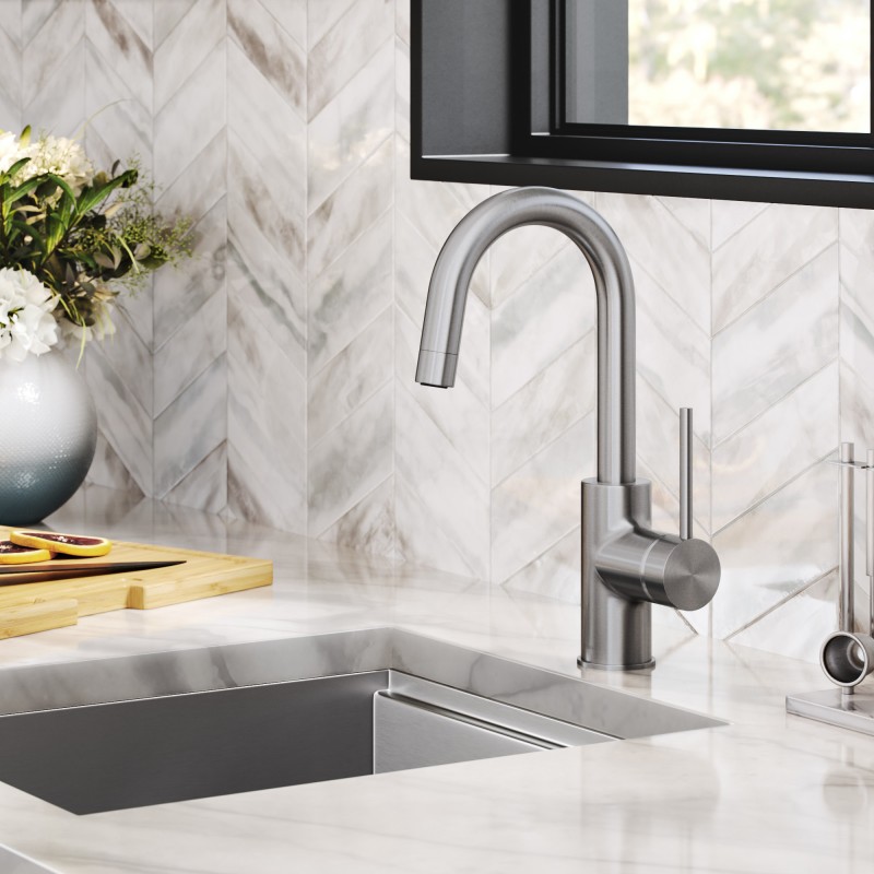 Oletto™ Single Handle Kitchen Bar Faucet in all-Brite™ Spot Free Stainless Steel Finish