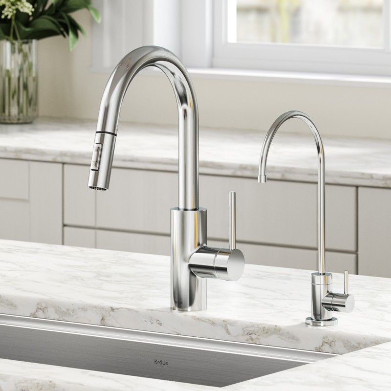 Oletto™ Pull-Down Kitchen Faucet and Purita™ Water Filter Faucet Combo in Chrome