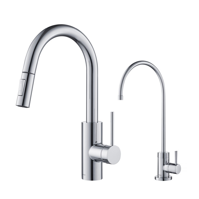 Oletto™ Pull-Down Kitchen Faucet and Purita™ Water Filter Faucet Combo in Chrome