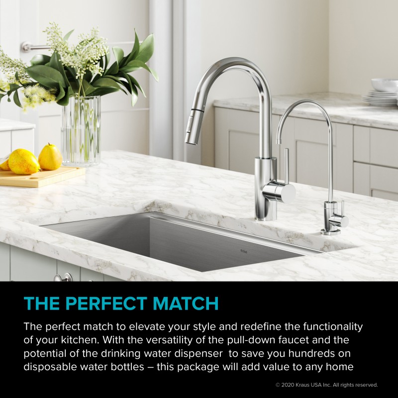 Oletto™ Pull-Down Kitchen Faucet and Purita™ Water Filter Faucet Combo in Chrome
