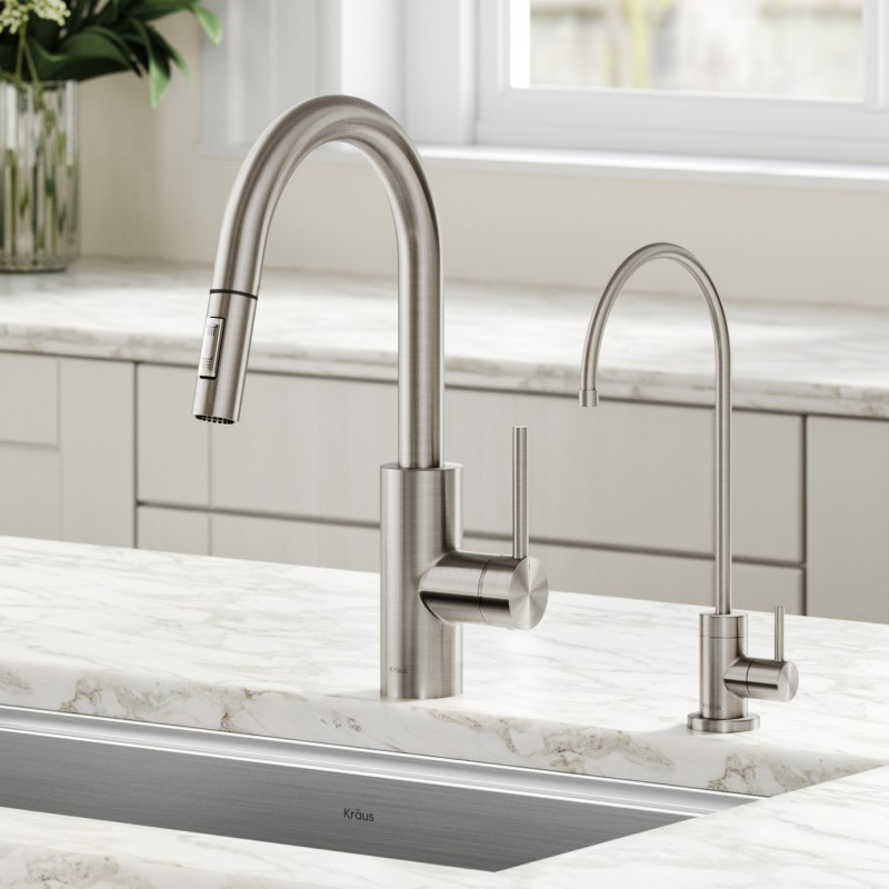 Oletto™ Pull-Down Kitchen Faucet and Purita™ Water Filter Faucet Combo in Spot Free Stainless Steel