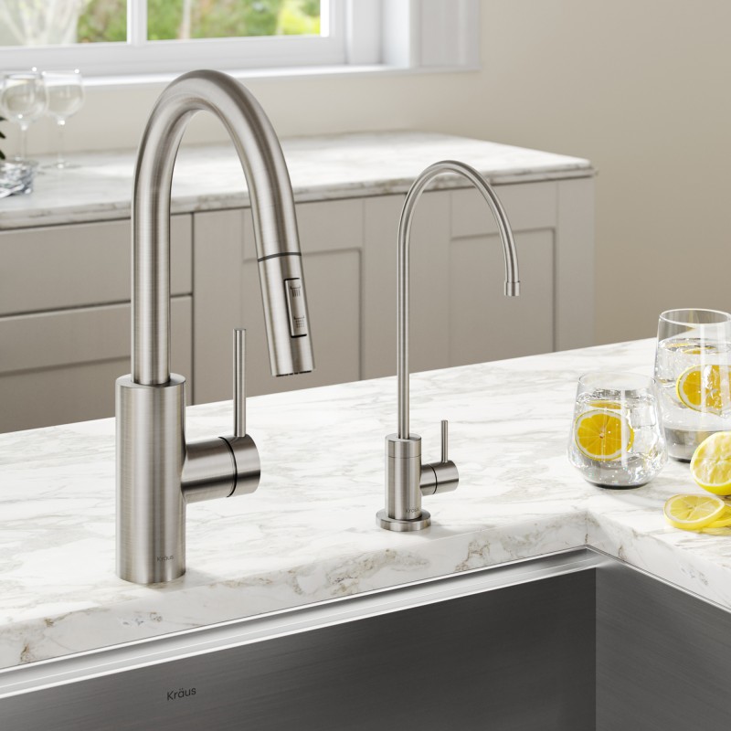 Oletto™ Pull-Down Kitchen Faucet and Purita™ Water Filter Faucet Combo in Spot Free Stainless Steel