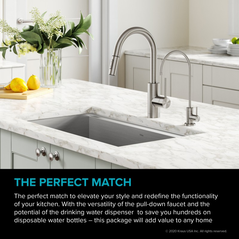 Oletto™ Pull-Down Kitchen Faucet and Purita™ Water Filter Faucet Combo in Spot Free Stainless Steel