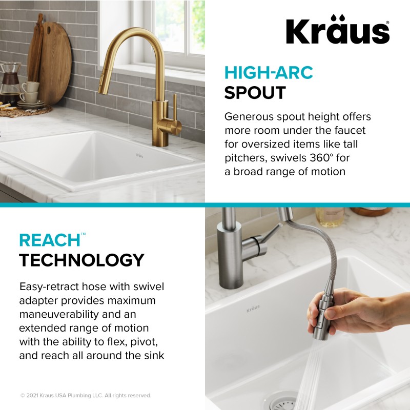 Oletto™ Dual Function Pull Down Kitchen Faucet, Chrome Finish